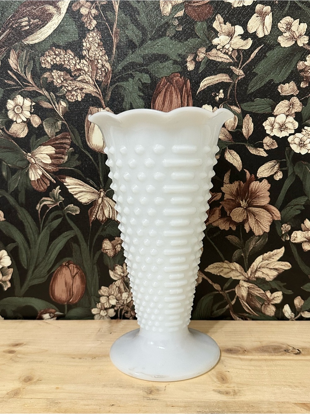 Vintage White Milk Glass Hobnail Vase